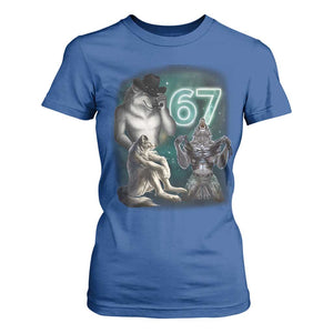 Funny 67 Alpha Wolf T Shirt For Women Cringe Werewolf Howling Six Seven Meme TS11 Royal Blue Print Your Wear