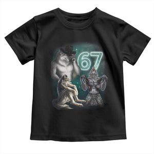 Funny 67 Alpha Wolf Toddler T Shirt Cringe Werewolf Howling Six Seven Meme TS11 Black Print Your Wear
