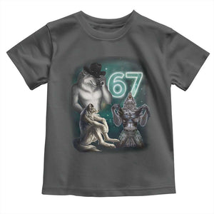 Funny 67 Alpha Wolf Toddler T Shirt Cringe Werewolf Howling Six Seven Meme TS11 Dark Heather Print Your Wear