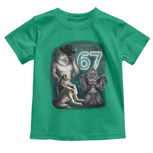 Funny 67 Alpha Wolf Toddler T Shirt Cringe Werewolf Howling Six Seven Meme TS11 Irish Green Print Your Wear