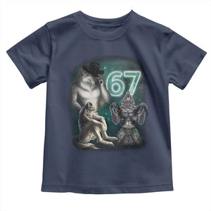 Funny 67 Alpha Wolf Toddler T Shirt Cringe Werewolf Howling Six Seven Meme TS11 Navy Print Your Wear
