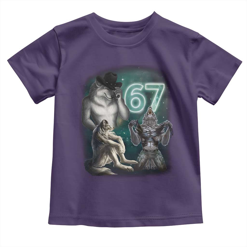 Funny 67 Alpha Wolf Toddler T Shirt Cringe Werewolf Howling Six Seven Meme TS11 Purple Print Your Wear