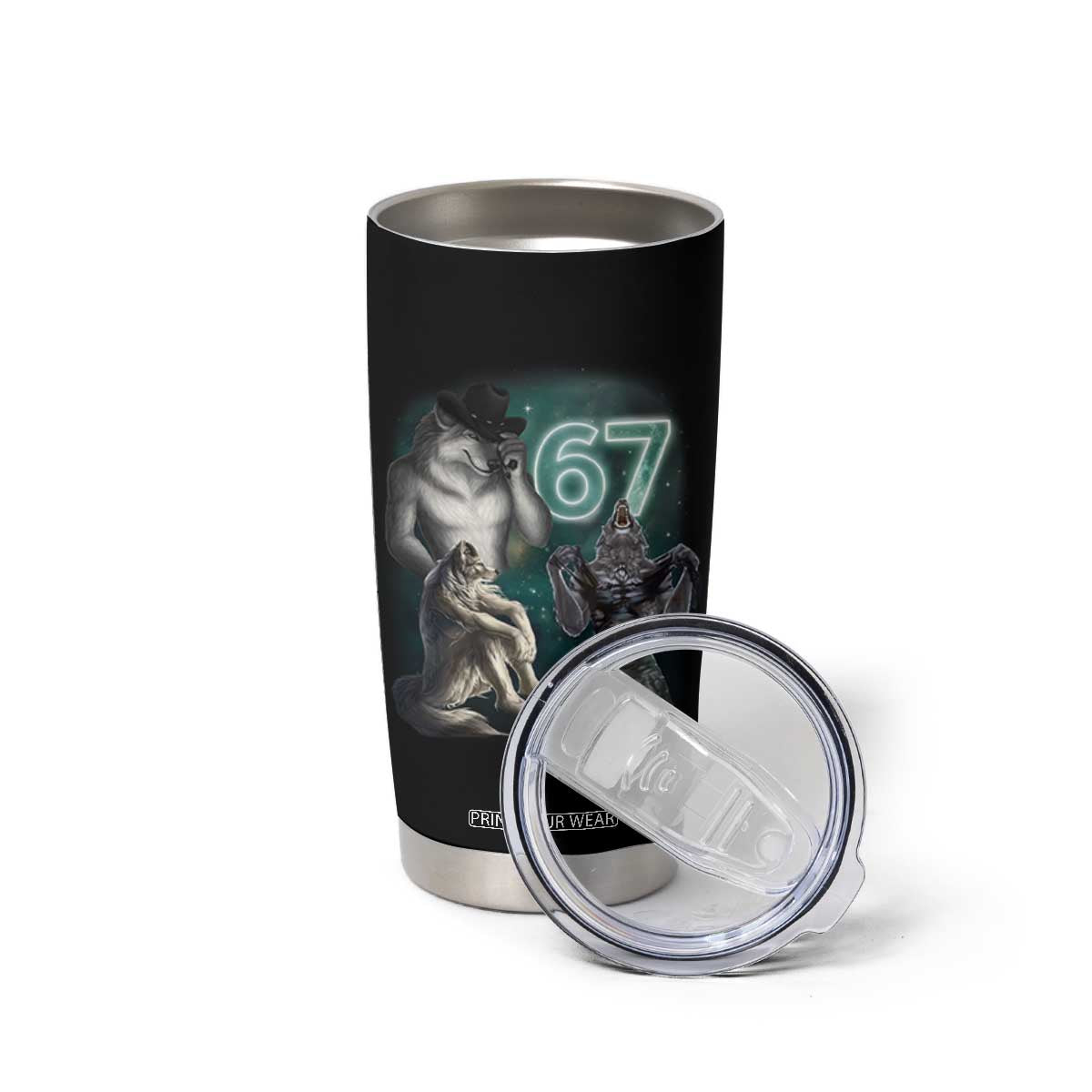 Funny 67 Alpha Wolf Tumbler Cup Cringe Werewolf Howling Six Seven Meme TS11 Print Your Wear