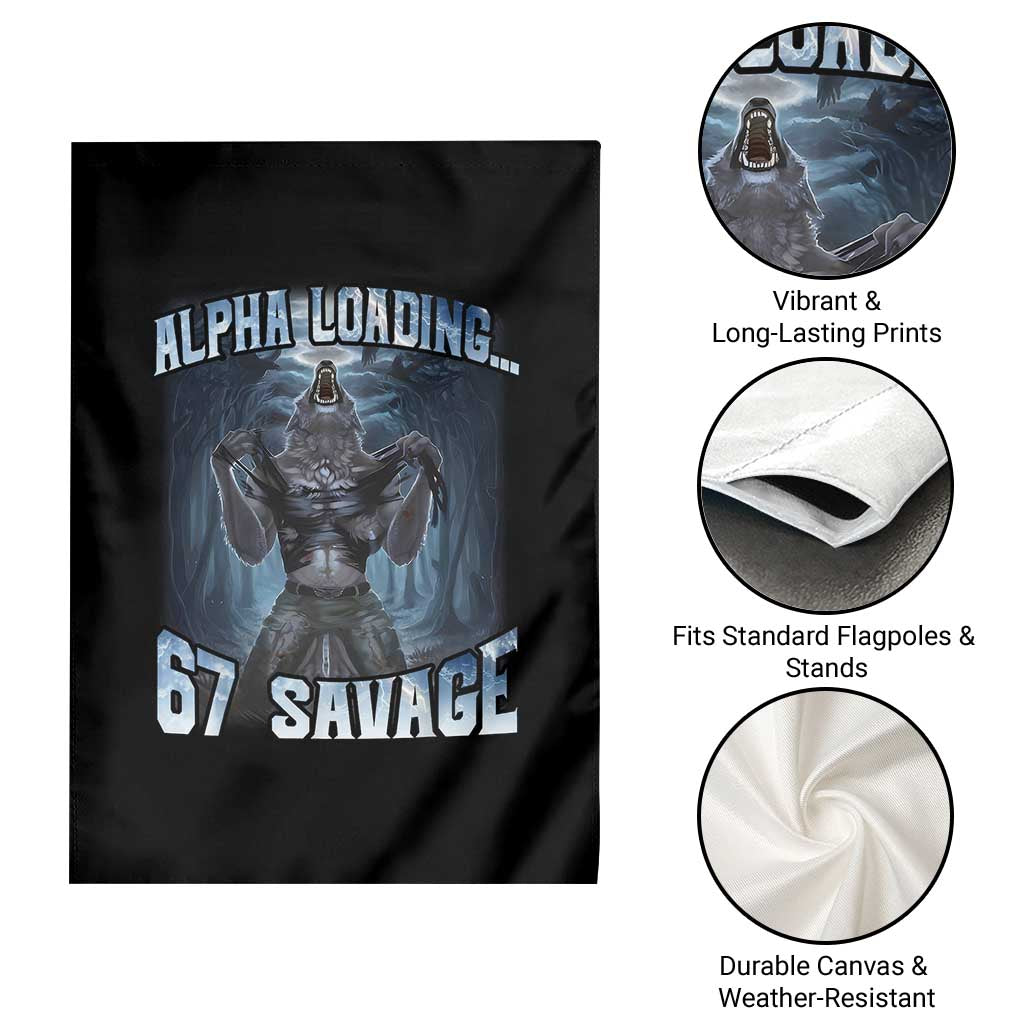 Funny 67 Alpha Wolf Garden Flag Alpha Loading 67 Savage Six Seven Gen Z Meme TS11 Print Your Wear