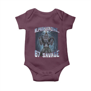 Funny 67 Alpha Wolf Baby Onesie Alpha Loading 67 Savage Six Seven Gen Z Meme TS11 Maroon Print Your Wear