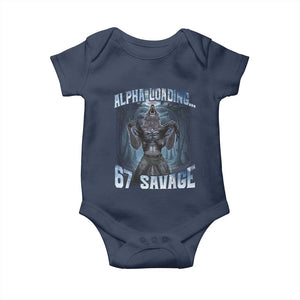 Funny 67 Alpha Wolf Baby Onesie Alpha Loading 67 Savage Six Seven Gen Z Meme TS11 Navy Print Your Wear