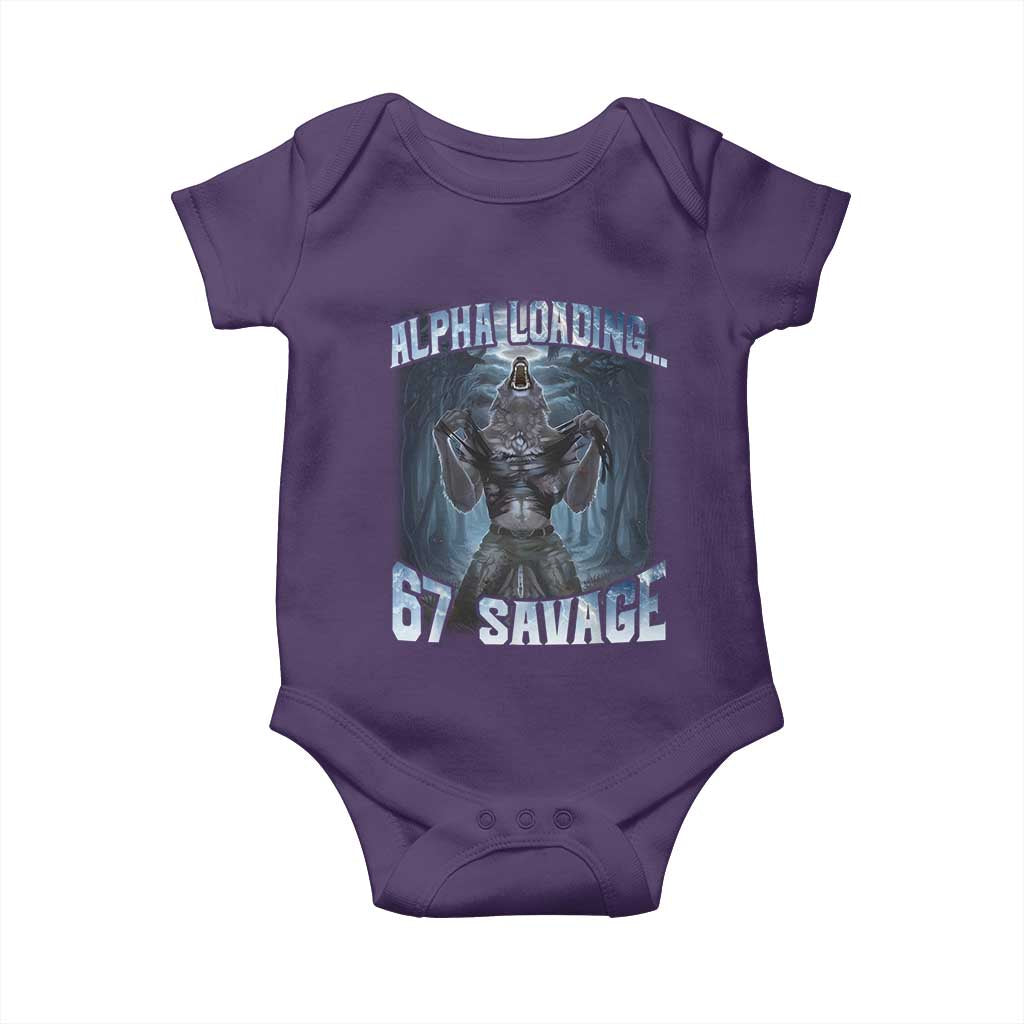 Funny 67 Alpha Wolf Baby Onesie Alpha Loading 67 Savage Six Seven Gen Z Meme TS11 Purple Print Your Wear