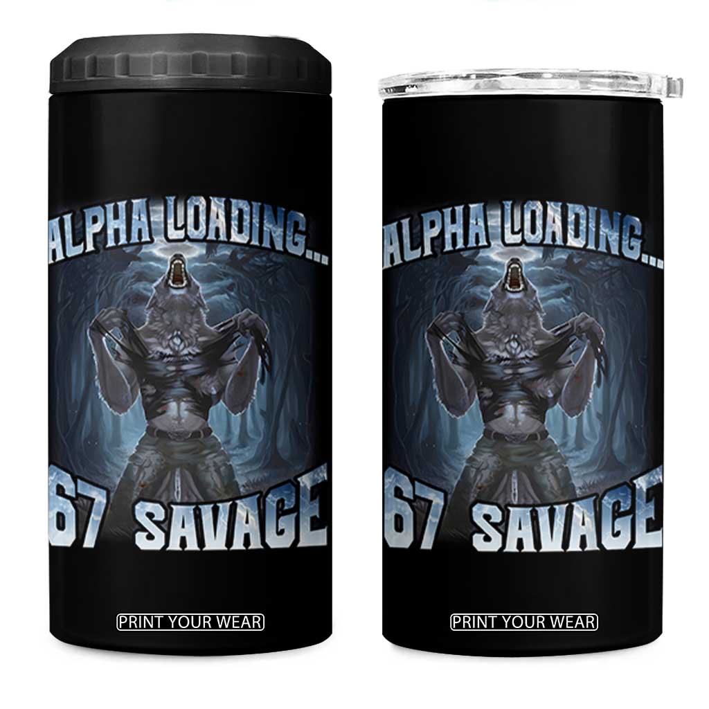 Funny 67 Alpha Wolf 4 in 1 Can Cooler Tumbler Alpha Loading 67 Savage Six Seven Gen Z Meme TS11 One Size: 16 oz Black Print Your Wear