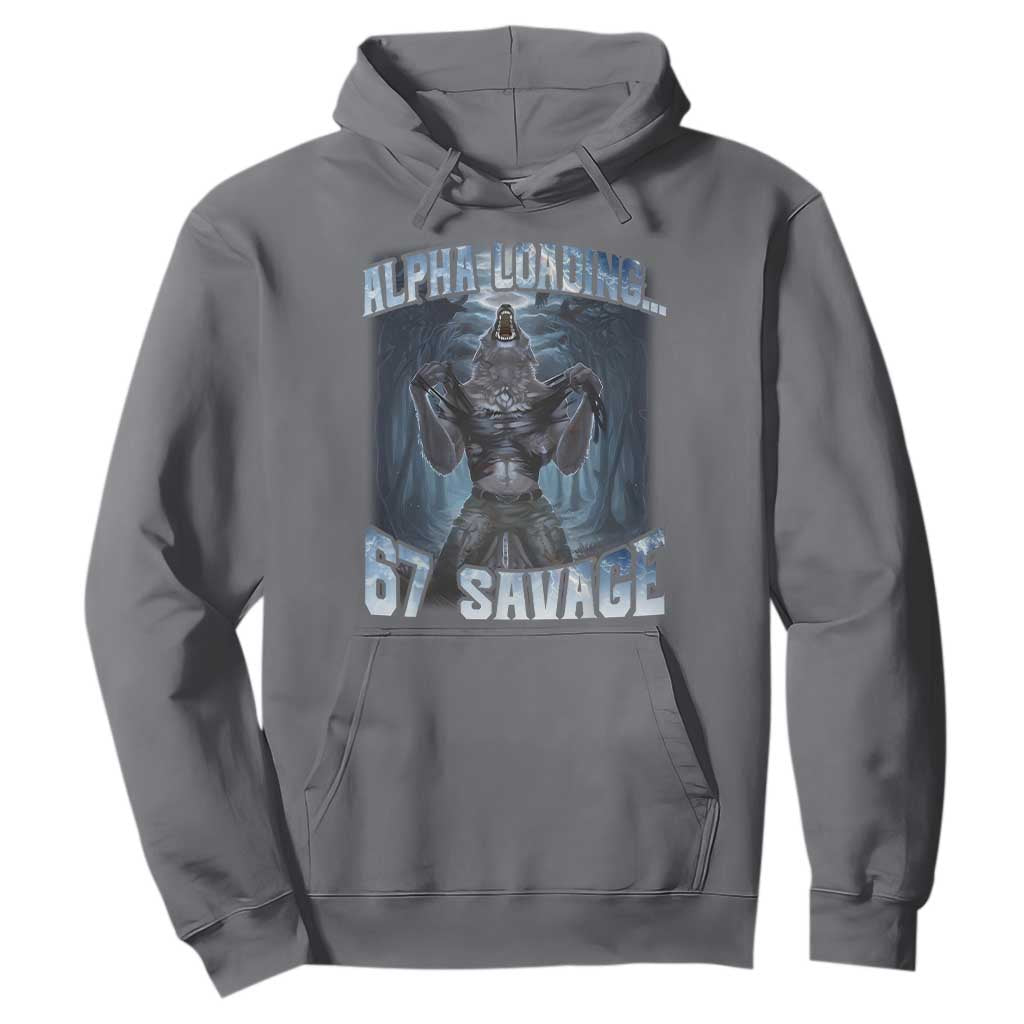 Funny 67 Alpha Wolf Hoodie Alpha Loading 67 Savage Six Seven Gen Z Meme TS11 Charcoal Print Your Wear