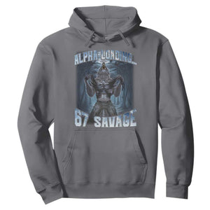 Funny 67 Alpha Wolf Hoodie Alpha Loading 67 Savage Six Seven Gen Z Meme TS11 Charcoal Print Your Wear
