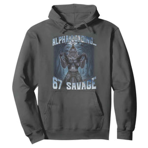 Funny 67 Alpha Wolf Hoodie Alpha Loading 67 Savage Six Seven Gen Z Meme TS11 Dark Heather Print Your Wear