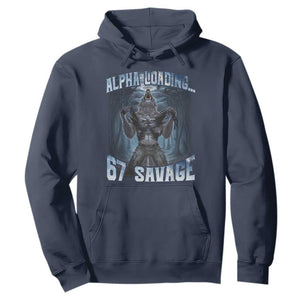 Funny 67 Alpha Wolf Hoodie Alpha Loading 67 Savage Six Seven Gen Z Meme TS11 Navy Print Your Wear