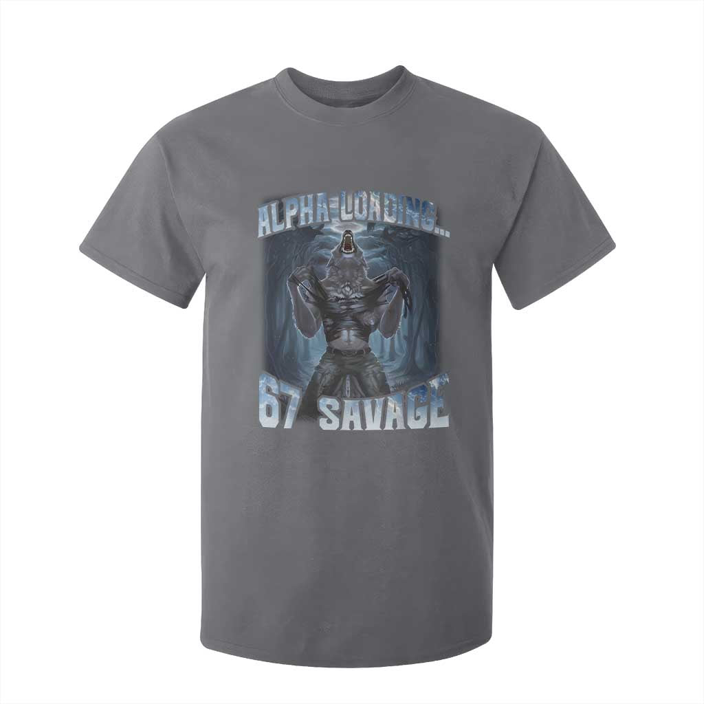 Funny 67 Alpha Wolf T Shirt For Kid Alpha Loading 67 Savage Six Seven Gen Z Meme TS11 Charcoal Print Your Wear