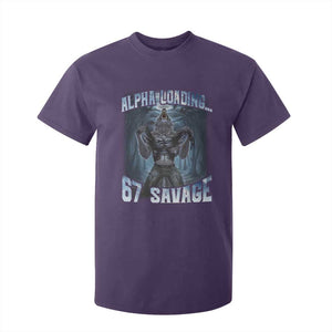 Funny 67 Alpha Wolf T Shirt For Kid Alpha Loading 67 Savage Six Seven Gen Z Meme TS11 Purple Print Your Wear