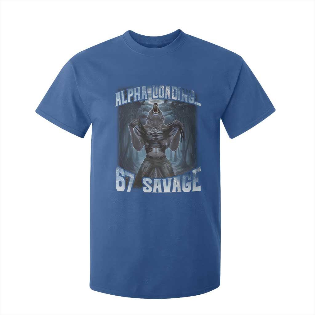 Funny 67 Alpha Wolf T Shirt For Kid Alpha Loading 67 Savage Six Seven Gen Z Meme TS11 Royal Blue Print Your Wear