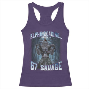 Funny 67 Alpha Wolf Racerback Tank Top Alpha Loading 67 Savage Six Seven Gen Z Meme TS11 Purple Print Your Wear