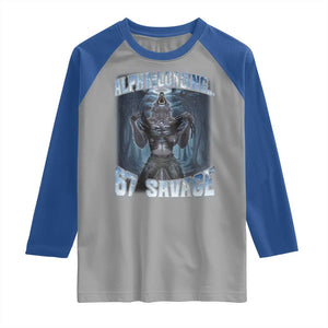 Funny 67 Alpha Wolf Raglan Shirt Alpha Loading 67 Savage Six Seven Gen Z Meme TS11 Sport Gray Royal Print Your Wear