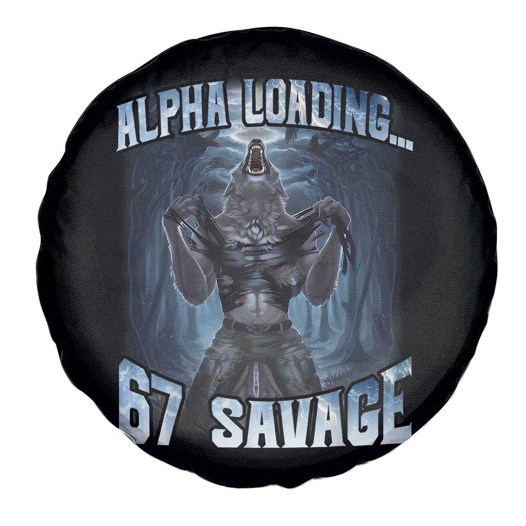 Funny 67 Alpha Wolf Spare Tire Cover Alpha Loading 67 Savage Six Seven Gen Z Meme TS11 Print Your Wear