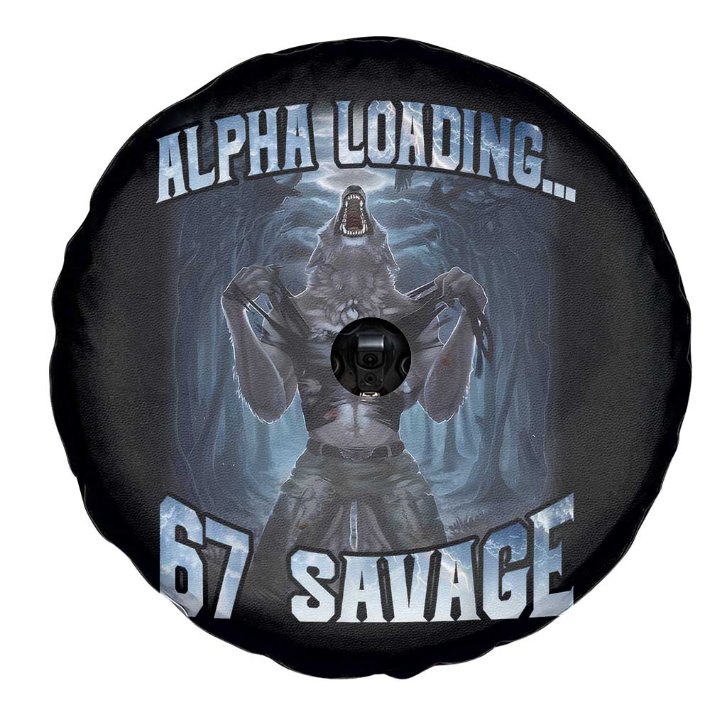 Funny 67 Alpha Wolf Spare Tire Cover Alpha Loading 67 Savage Six Seven Gen Z Meme TS11 Print Your Wear