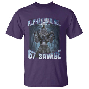 Funny 67 Alpha Wolf T Shirt Alpha Loading 67 Savage Six Seven Gen Z Meme TS11 Purple Print Your Wear