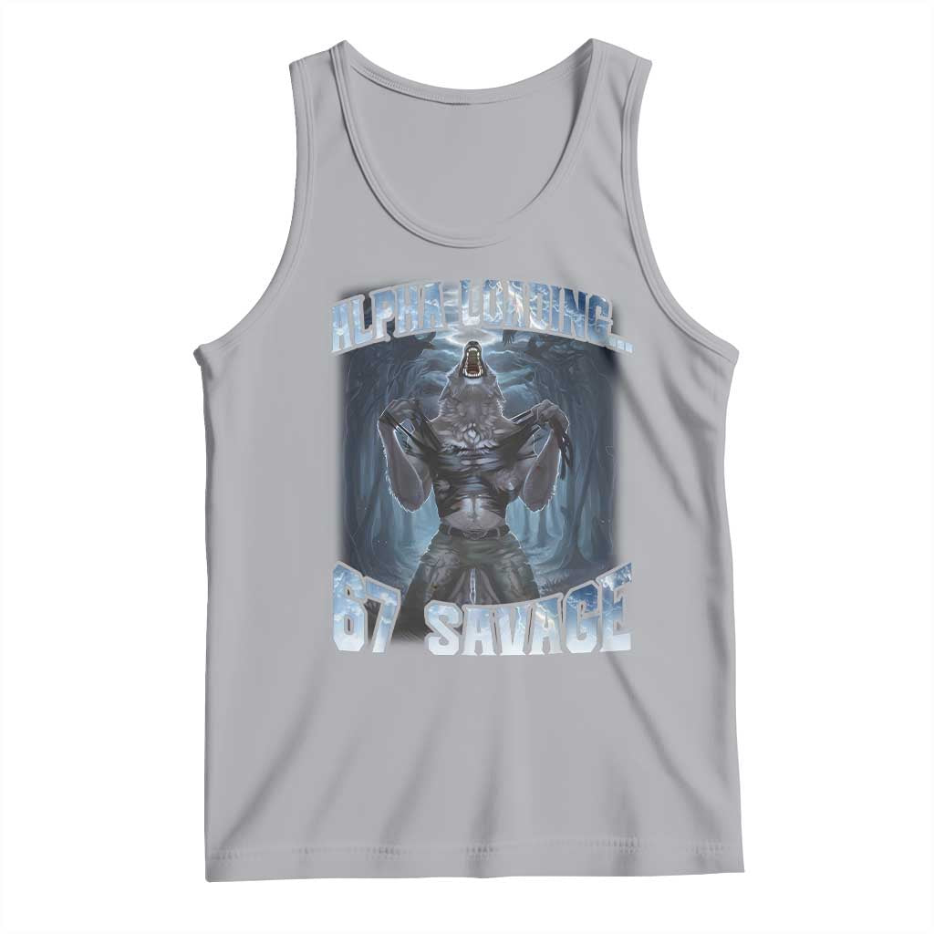 Funny 67 Alpha Wolf Tank Top Alpha Loading 67 Savage Six Seven Gen Z Meme TS11 Athletic Heather Print Your Wear