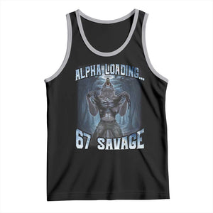 Funny 67 Alpha Wolf Tank Top Alpha Loading 67 Savage Six Seven Gen Z Meme TS11 Black Athletic Heather Print Your Wear