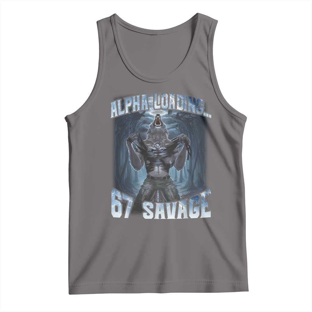 Funny 67 Alpha Wolf Tank Top Alpha Loading 67 Savage Six Seven Gen Z Meme TS11 Deep Heather Print Your Wear