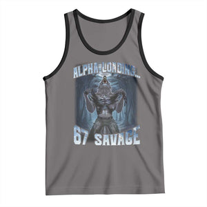 Funny 67 Alpha Wolf Tank Top Alpha Loading 67 Savage Six Seven Gen Z Meme TS11 Deep Heather Black Print Your Wear