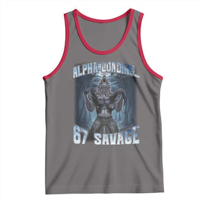 Funny 67 Alpha Wolf Tank Top Alpha Loading 67 Savage Six Seven Gen Z Meme TS11 Deep Heather Red Print Your Wear