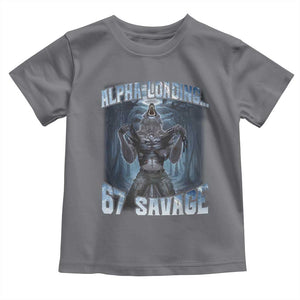 Funny 67 Alpha Wolf Toddler T Shirt Alpha Loading 67 Savage Six Seven Gen Z Meme TS11 Charcoal Print Your Wear