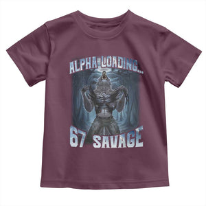 Funny 67 Alpha Wolf Toddler T Shirt Alpha Loading 67 Savage Six Seven Gen Z Meme TS11 Maroon Print Your Wear