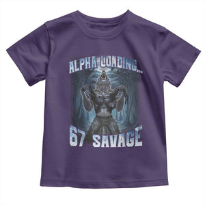 Funny 67 Alpha Wolf Toddler T Shirt Alpha Loading 67 Savage Six Seven Gen Z Meme TS11 Purple Print Your Wear