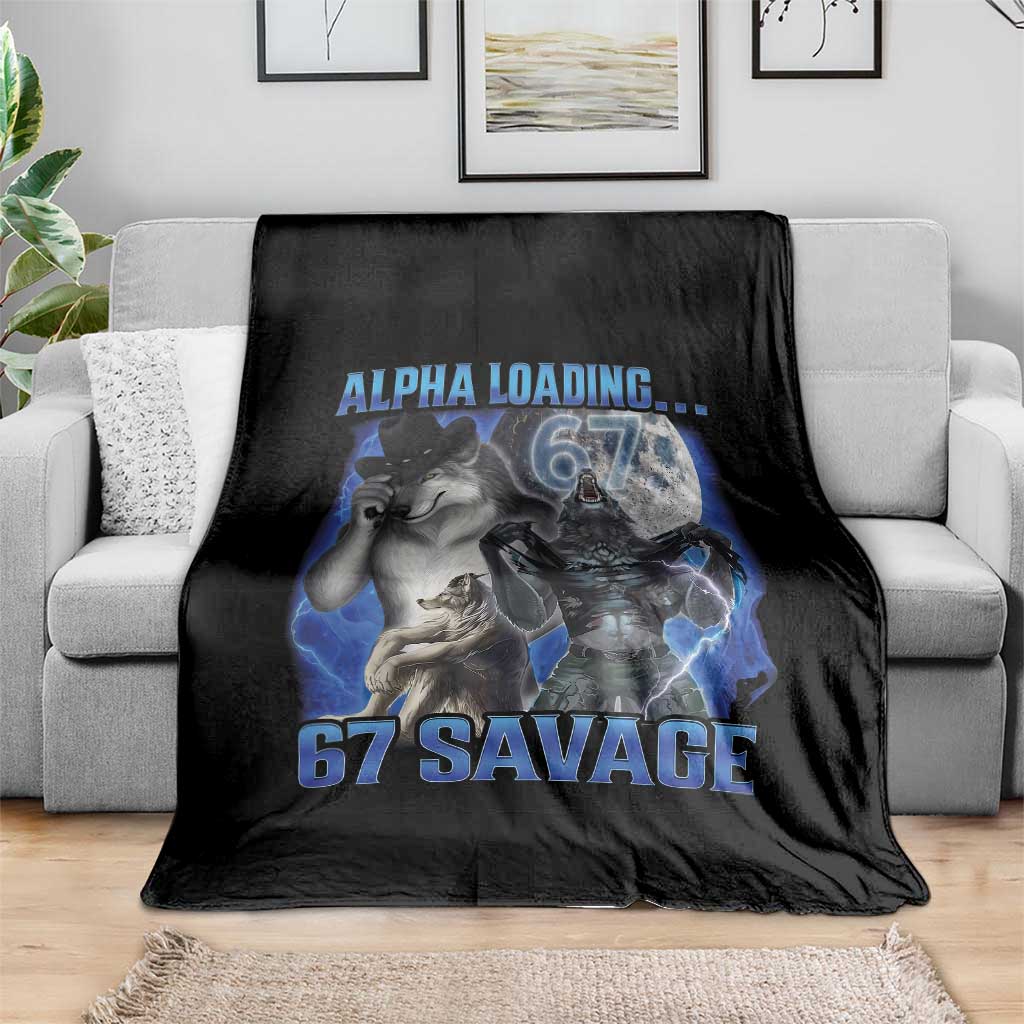 Funny Six Seven Alpha Wolf Throw Blanket Alpha Loading 67 Savage Wolves Moon Meme TS11 Print Your Wear