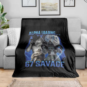 Funny Six Seven Alpha Wolf Throw Blanket Alpha Loading 67 Savage Wolves Moon Meme TS11 Print Your Wear