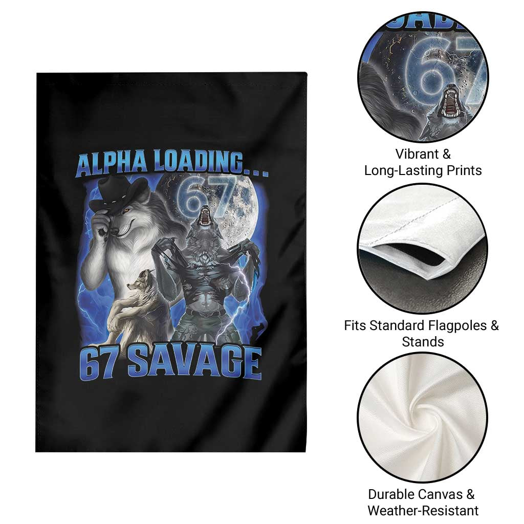 Funny Six Seven Alpha Wolf Garden Flag Alpha Loading 67 Savage Wolves Moon Meme TS11 Print Your Wear