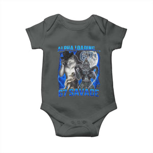 Funny Six Seven Alpha Wolf Baby Onesie Alpha Loading 67 Savage Wolves Moon Meme TS11 Dark Heather Print Your Wear