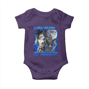 Funny Six Seven Alpha Wolf Baby Onesie Alpha Loading 67 Savage Wolves Moon Meme TS11 Purple Print Your Wear