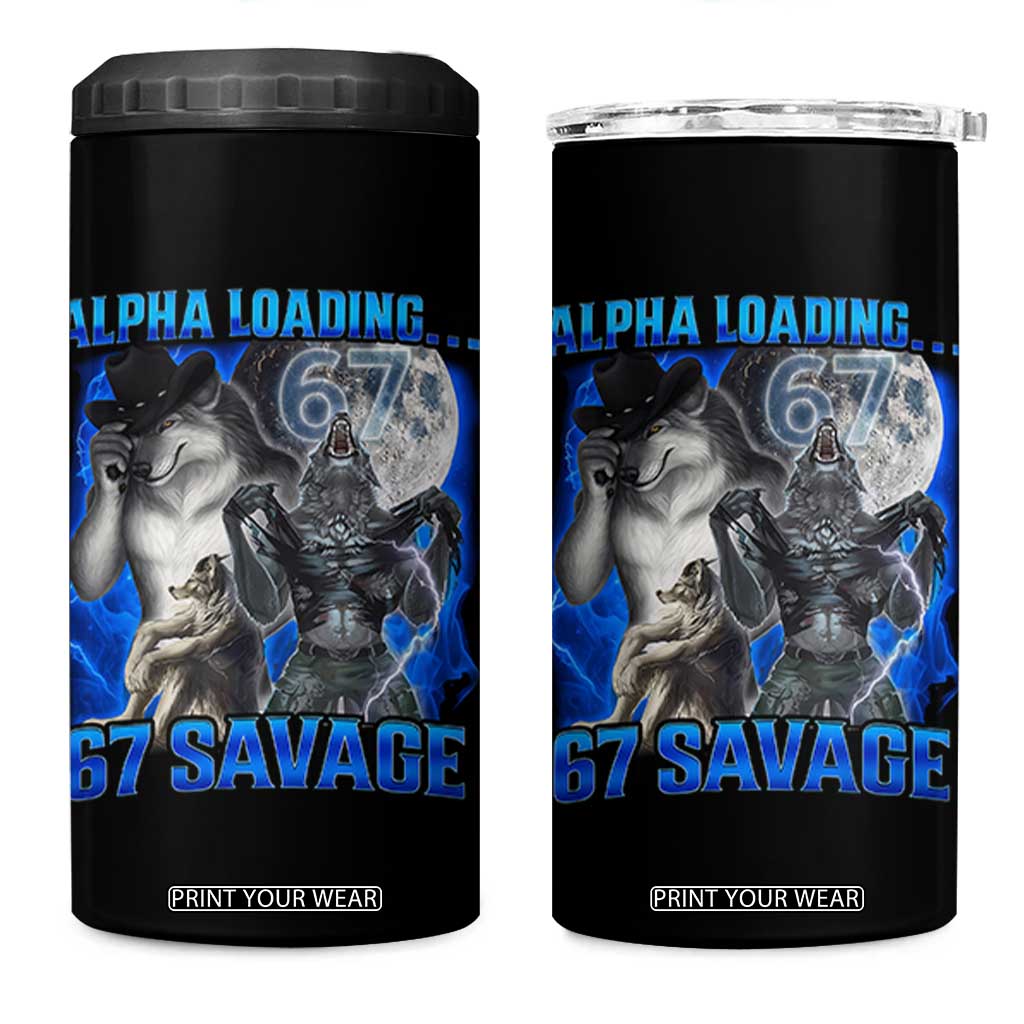 Funny Six Seven Alpha Wolf 4 in 1 Can Cooler Tumbler Alpha Loading 67 Savage Wolves Moon Meme TS11 One Size: 16 oz Black Print Your Wear