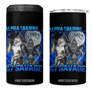 Funny Six Seven Alpha Wolf 4 in 1 Can Cooler Tumbler Alpha Loading 67 Savage Wolves Moon Meme TS11 One Size: 16 oz Black Print Your Wear