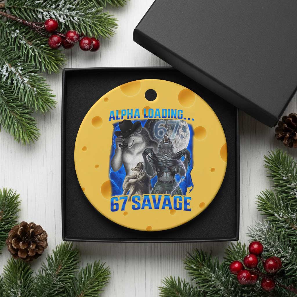 Funny Six Seven Alpha Wolf Ceramic Ornament Alpha Loading 67 Savage Wolves Moon Meme TS11 1pc Yellow Cheese Print Your Wear