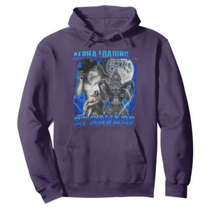 Funny Six Seven Alpha Wolf Hoodie Alpha Loading 67 Savage Wolves Moon Meme TS11 Purple Print Your Wear