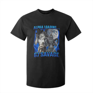 Funny Six Seven Alpha Wolf T Shirt For Kid Alpha Loading 67 Savage Wolves Moon Meme TS11 Black Print Your Wear