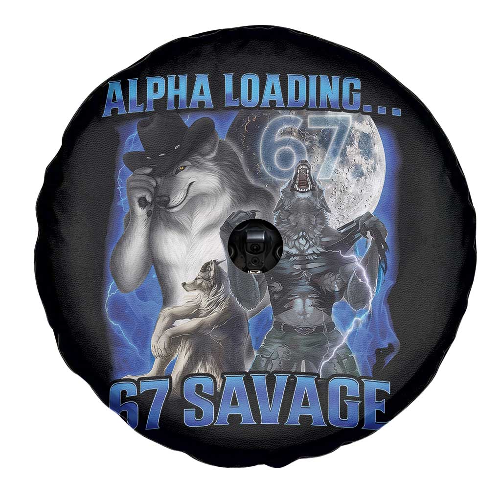 Funny Six Seven Alpha Wolf Spare Tire Cover Alpha Loading 67 Savage Wolves Moon Meme TS11 Print Your Wear