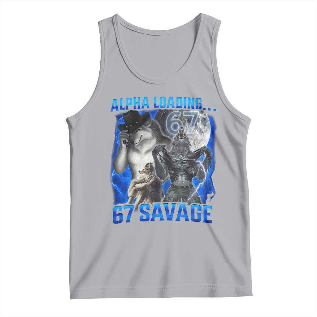 Funny Six Seven Alpha Wolf Tank Top Alpha Loading 67 Savage Wolves Moon Meme TS11 Athletic Heather Print Your Wear