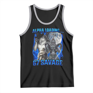 Funny Six Seven Alpha Wolf Tank Top Alpha Loading 67 Savage Wolves Moon Meme TS11 Black Athletic Heather Print Your Wear