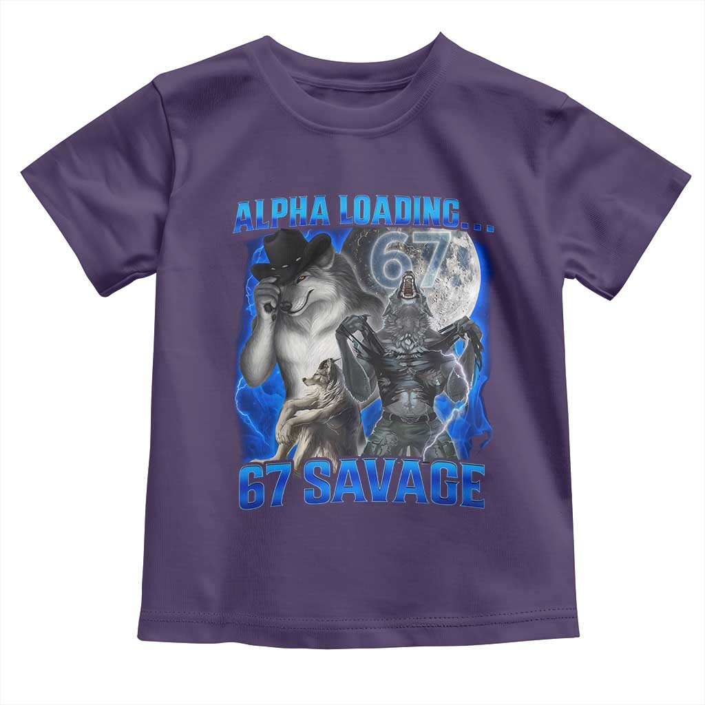Funny Six Seven Alpha Wolf Toddler T Shirt Alpha Loading 67 Savage Wolves Moon Meme TS11 Purple Print Your Wear
