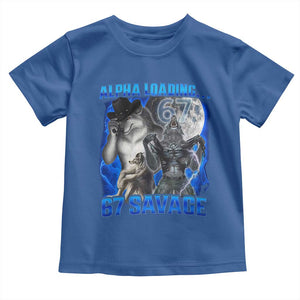 Funny Six Seven Alpha Wolf Toddler T Shirt Alpha Loading 67 Savage Wolves Moon Meme TS11 Royal Blue Print Your Wear