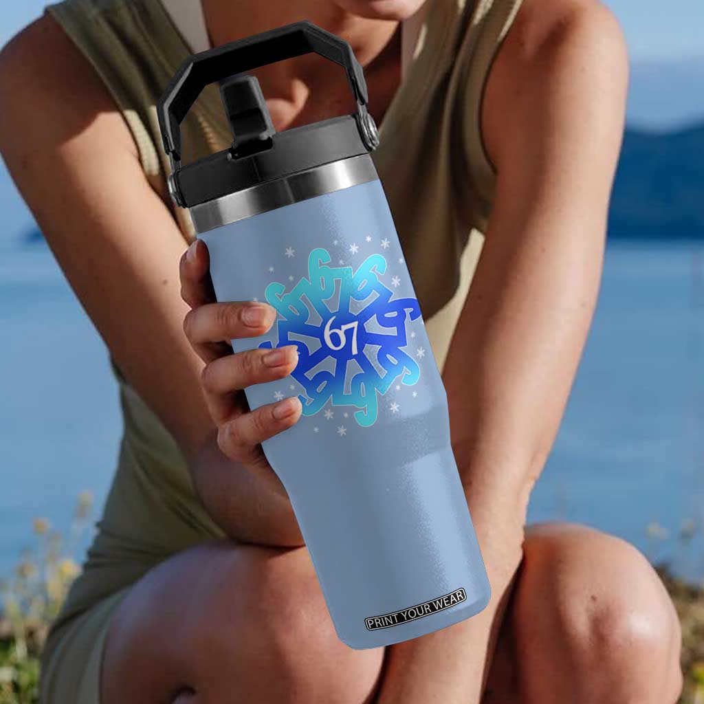 Funny 67 Christmas Snowflake Flip Straw Tumbler Six Seven Meme Xmas TS11 One Size: 30 oz Light Blue Print Your Wear