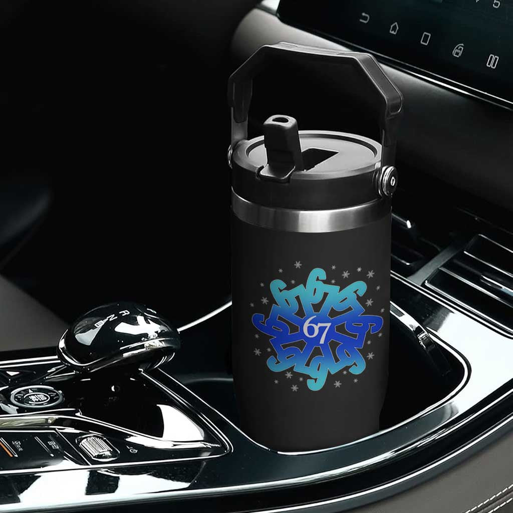 Funny 67 Christmas Snowflake Flip Straw Tumbler Six Seven Meme Xmas TS11 Print Your Wear