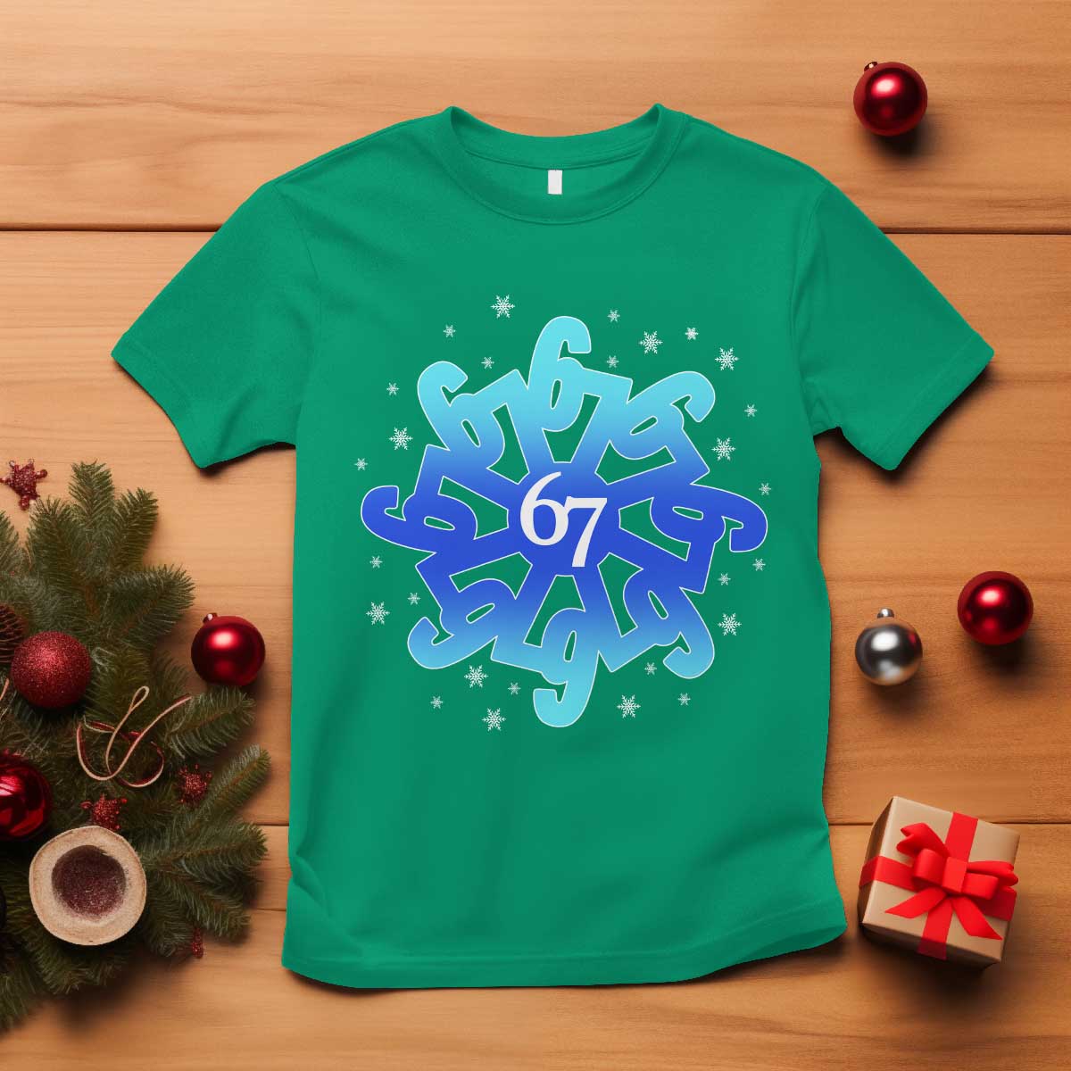 Funny 67 Christmas Snowflake T Shirt Six Seven Meme Xmas TS11 Irish Green Print Your Wear